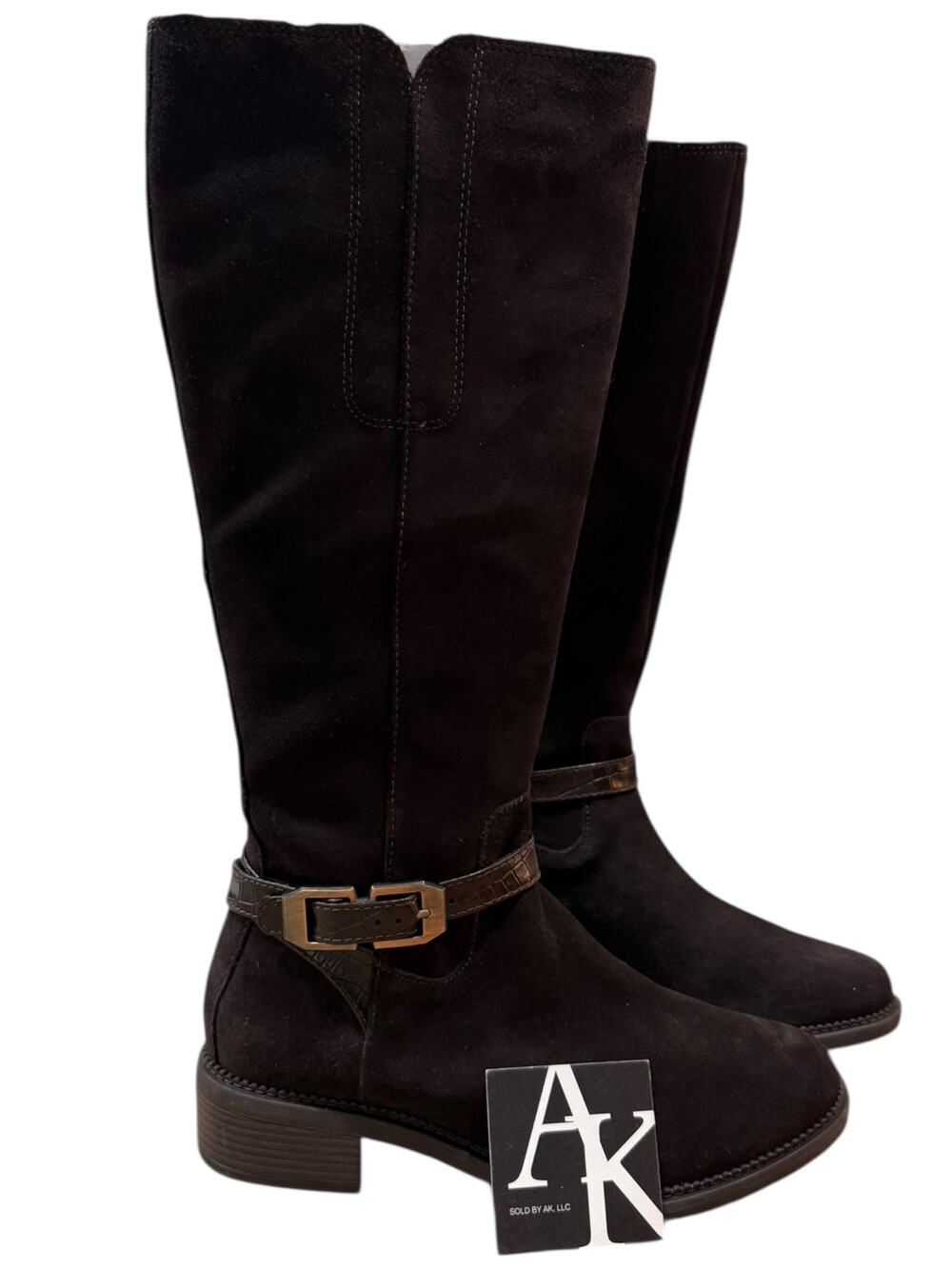 Clarks Maye Aster Brown Suede Riding Buckle Boot 8.5
